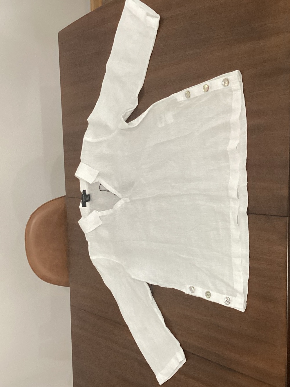 Tahari White Linen Button-Side Tunic NWT Women’s Size Medium - Picture 11 of 11